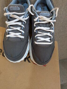 Skechers Go Walk Gray Blue Athletic Walking Shoes Sneakers 124462 Womens 9